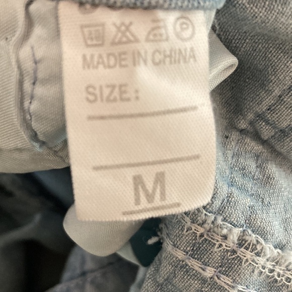 Denim Overall Mini‎ Dress Size Medium No Brand Tag - Picture 3 of 4